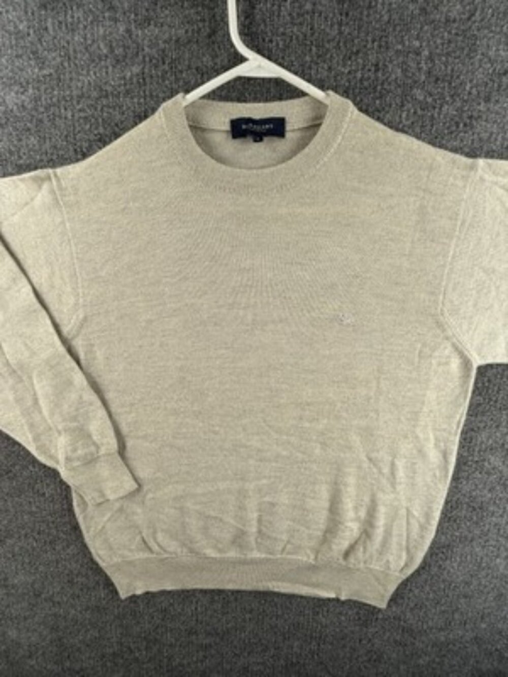 Burberry London Pullover Wool Acrylic 4 Crew Neck Long Sleeve Beige Logo Sweater